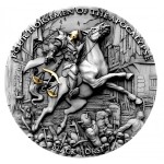 Niue Island BLACK HORSE series FOUR HORSEMEN OF THE APOCALYPSE $5 Silver Coin 2020 Antique finish Ultra High Relief Gold plated 2 oz